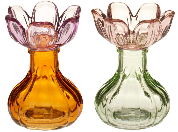 Telysestake glass blomst 7,5x10,5cm 2ass 