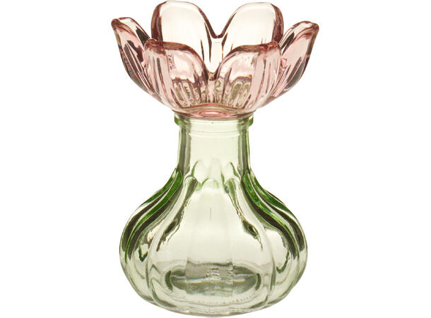 Telysestake glass blomst 7,5x10,5cm 2ass 