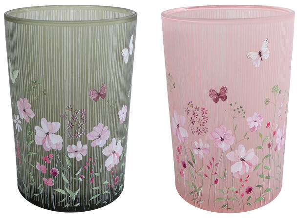 Telysglass rosa/grønn 12x18cm 2ass Forpk 8stk 