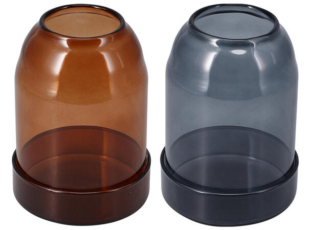 Telysholder glass 9x9x14,3cm 2ass 