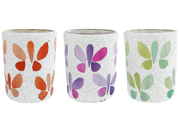 Telysholder sommerfugl 8x10cm 3ass Forpk 12stk 