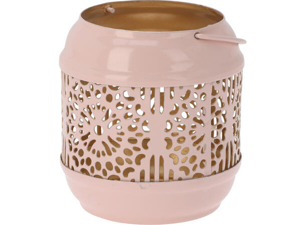 Telyslykt pastell m/gull 7,5x8,5cm 4ass Med hank 