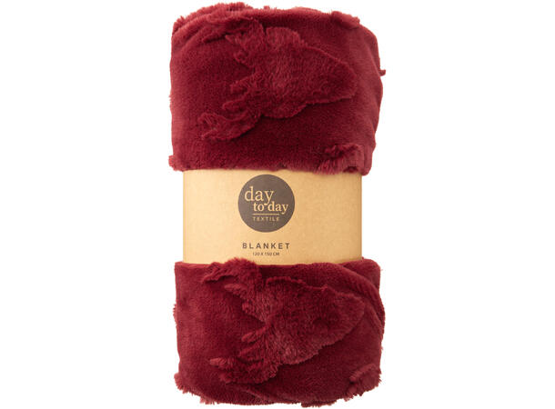 Teppe reinsdyrhode plysj 120x150cm 4ass Polyester Rød Grønn Krem Brun 