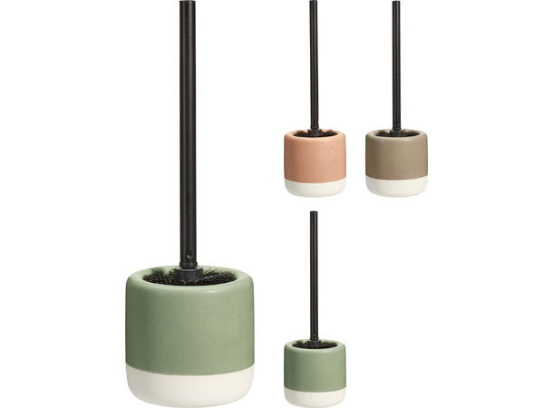 Toalettbørste m/holder 12x38cm 3ass Keramikk/PP 
