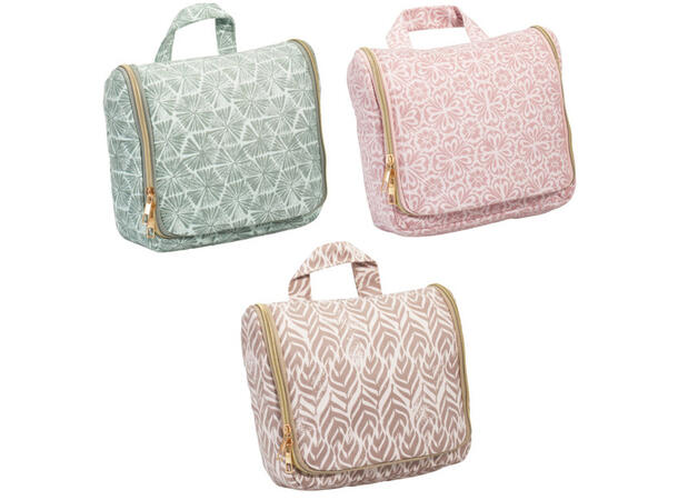 Toalettmappe m/krok pastell 26x22cm 3ass 