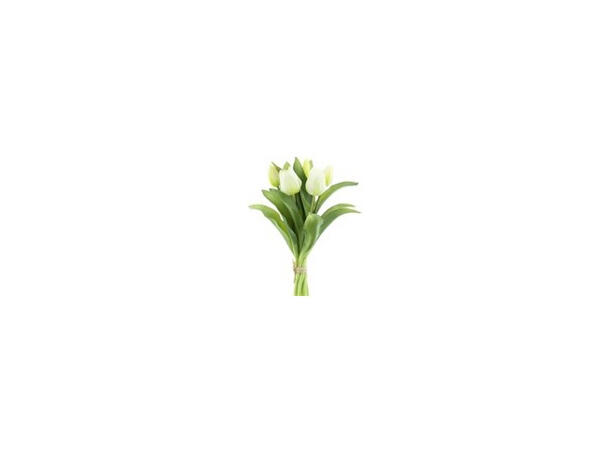 Tulipan bukett krem/grønn kunstig 31cm 