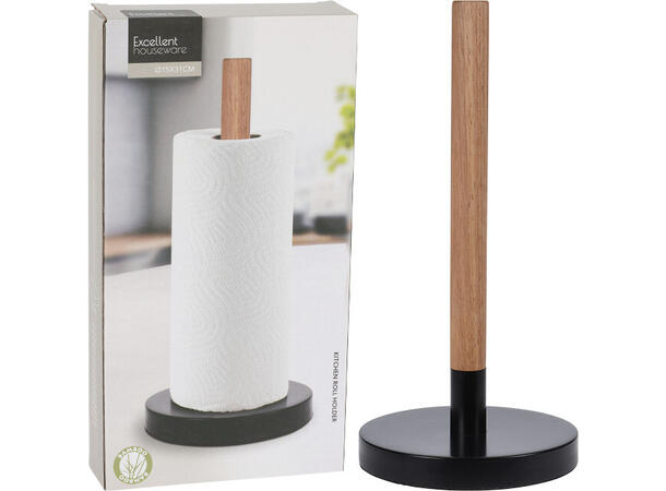 Tørkerullholder bambus/metall 31cm FSC 100% godkjent, solid og tung i bunn 