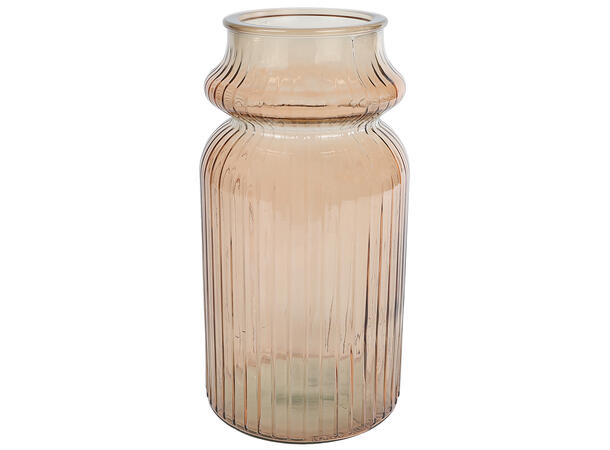 Vase beige glass 14,5x14,5x28cm 