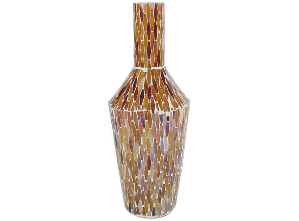 Vase brun/amber mosaikk glass 18x39cm 
