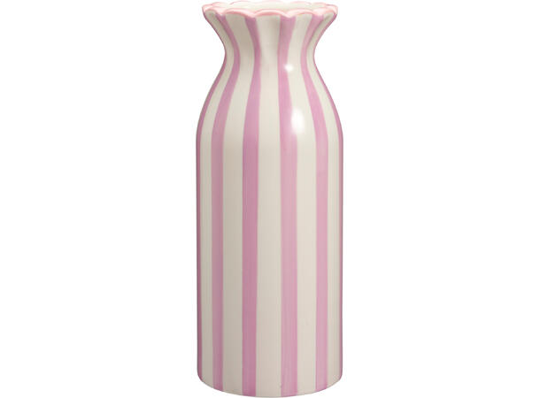 Vase bølge stripet keramikk 10x25cm 3ass 
