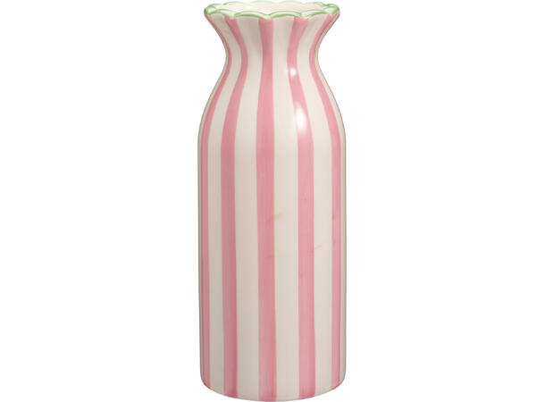 Vase bølge stripet keramikk 10x25cm 3ass 