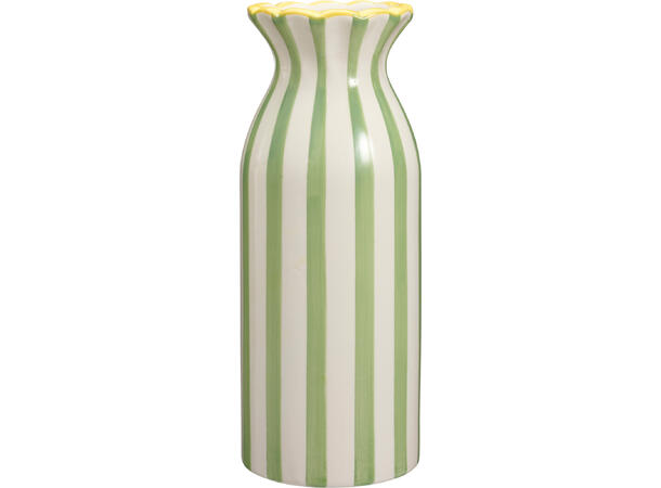 Vase bølge stripet keramikk 10x25cm 3asx Forpk 6stk 