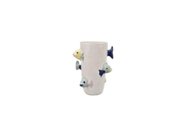 Vase fiskedekor porselen 28x25,5x29,5cm 