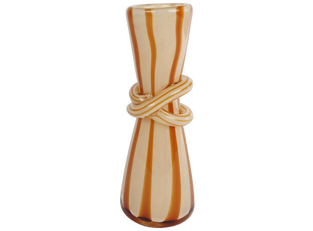 Vase håndlaget beige/brunt glass 23cm 