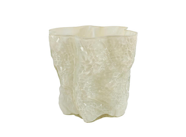 Vase krem/grå/brun glass 16x13x15cm 3ass 