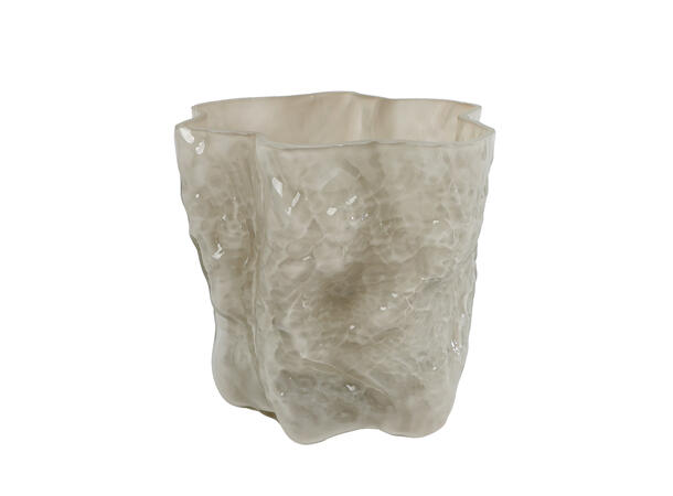 Vase krem/grå/brun glass 16x13x15cm 3ass 