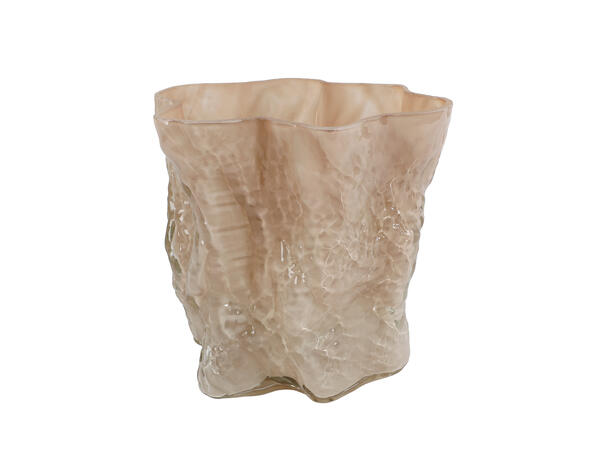Vase krem/grå/brun glass 16x13x15cm 3ass 