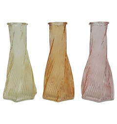 Vase stripet glass 8x9x19cm 3ass Forpk 12stk Verrerie