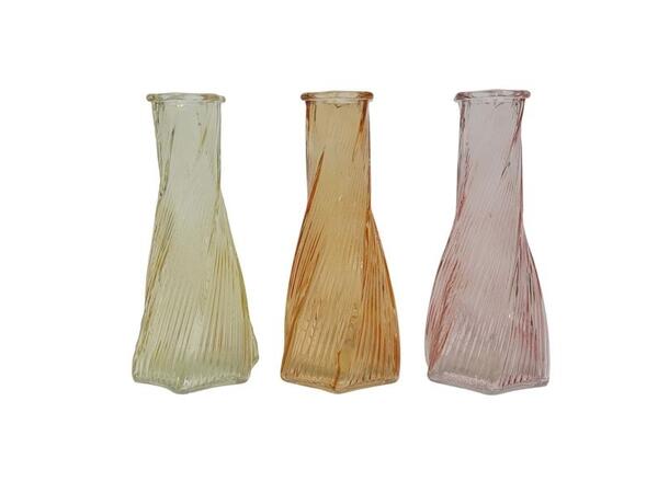 Vase stripet glass 8x9x19cm 3ass Verrerie 