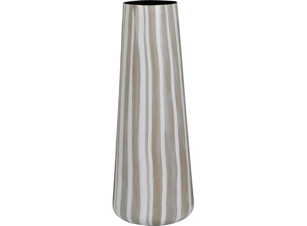 Vase stripet hvit/beige metall h:40cm Str: 5x15x40cm 
