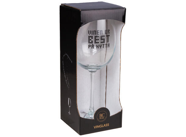 Vinglass Vin er best på hytta h:23cm Volum: 480ml. Kommer i gaveeske. Forpk 6 