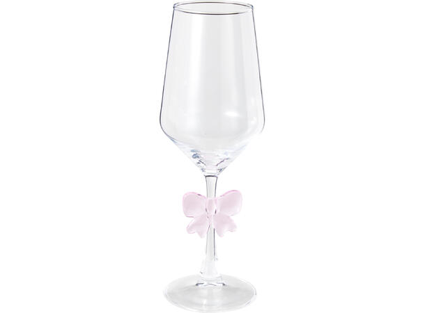 Vinglass rosa sløyfe 380ml 23cm 