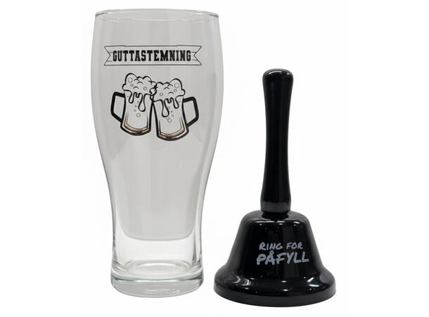 Ølglass m/bjelle Guttastemning 0,5l 16cm Bjelle: Ring for påfyll 
