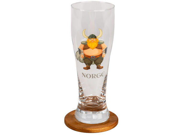 Ølglass m/coaster Viking Norge 0,5l 21cm 