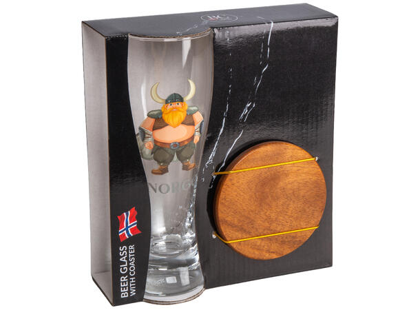 Ølglass m/coaster Viking Norge 0,5l 21cm 