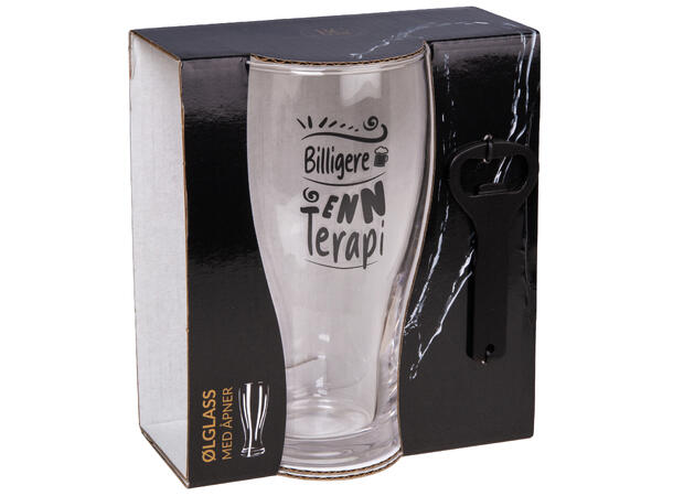 Ølglass m/åpner Billig..terapi 0,5L 16cm Volum: 570ml. Tåler oppvaskmaskin. Fpk:6 