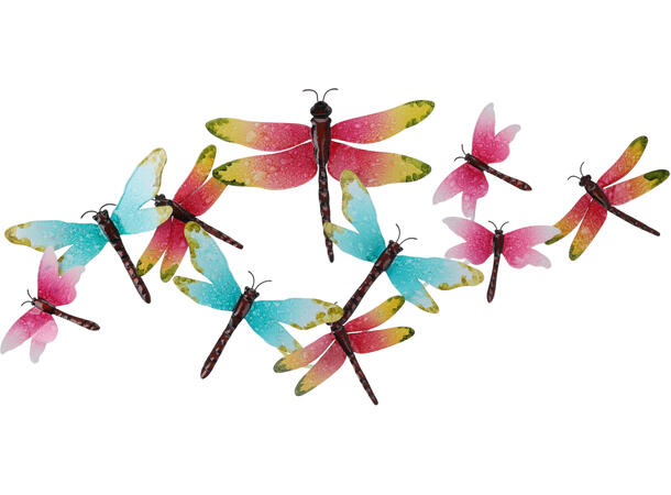 Øyenstikker metall veggdeko 73x34cm 2ass 