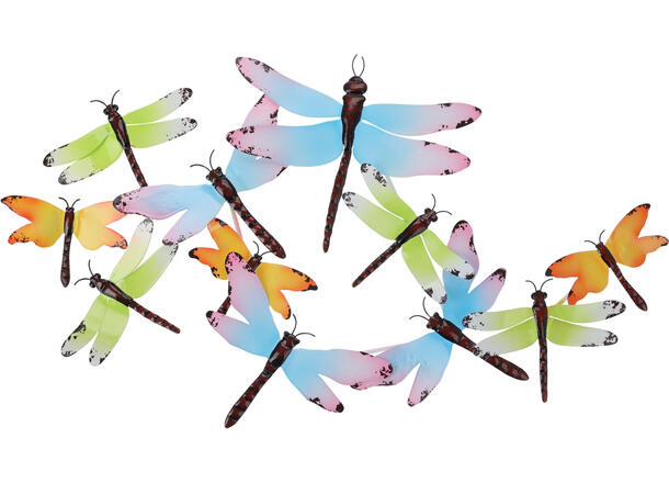 Øyenstikker metall veggdeko 73x34cm 2ass 