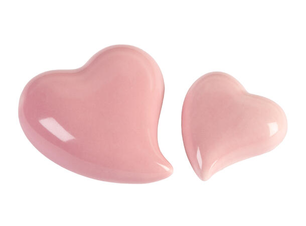 Hjerte porselen rosa 6x7x3cm Forpk 12stk 