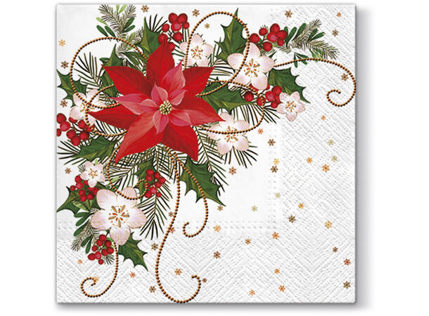 Serviett Poinsettia Composition Lunsjserviett 20 stk 3-lags 33x33cm 