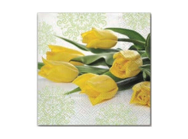 Serviett Yellow Tulips Lunsjserviett 20 stk 3-lags 33x33cm 