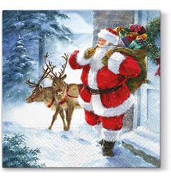 Serviett Santa is coming Lunsjserviett 20 stk 3-lags 33x33cm