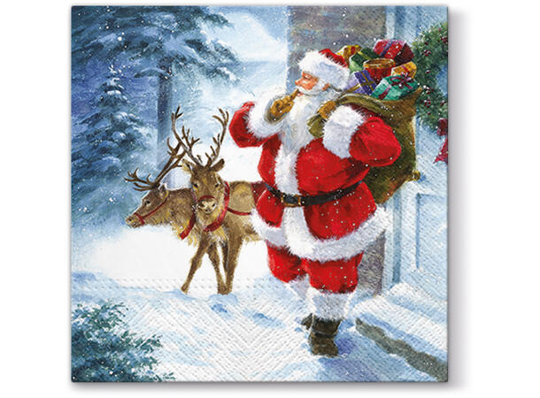 Serviett Santa is coming Lunsjserviett 20 stk 3-lags 33x33cm 