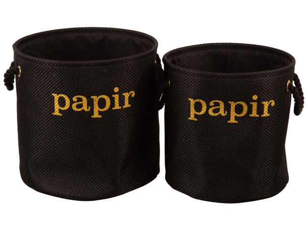 Kurv papir sort m/gull s/2 S:27x28cm L:30x31cm 