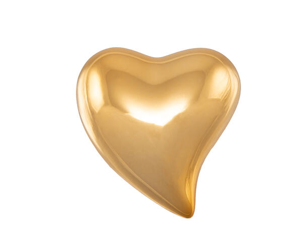 Hjerte porselen gull 4,2x4,5x2cm 