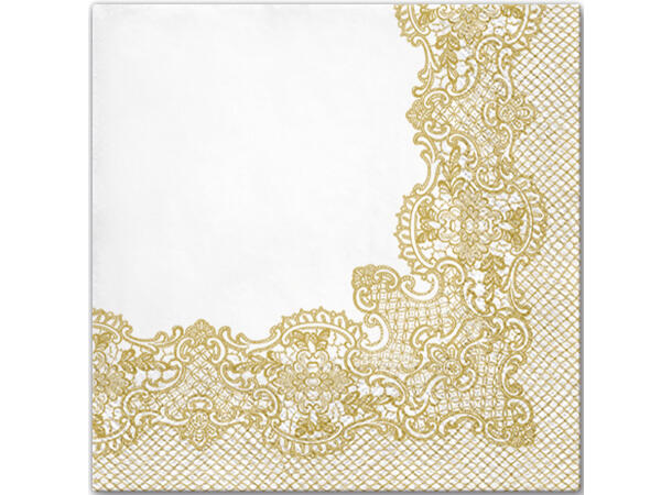 Serviett Royal Lace gull Lunsjserviett 20 stk 3-lags 33x33cm 