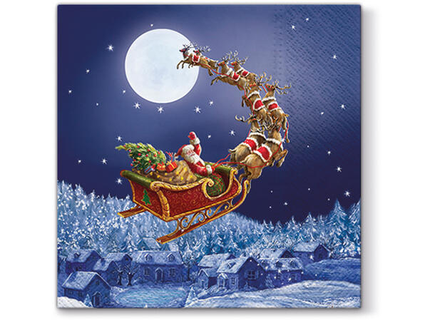 Serviett Christmas Sleigh Lunsjserviett 20 stk 3-lags 33x33cm 