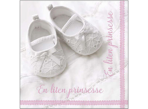 Serviett Prinsesse Baby rosa Lunsjserviett 20 stk 3-lags 33x33cm 