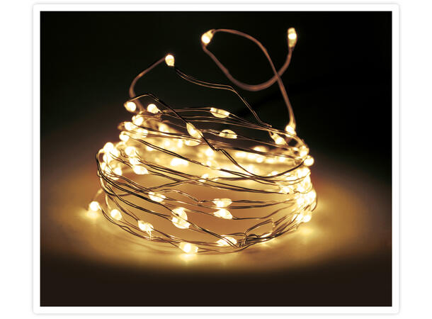 Lyslenke 20 LED sølv Timer 1m Forpk 36stk Batteri 3xAA Innendørs 