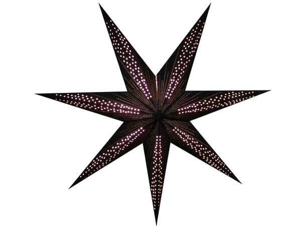 Stjerne papir/velur 7armet sort d:75cm 3,5 meter ledning m/kontakt 