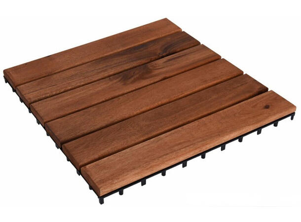 Helle Flis sett med 9 acacia 30x30cm TIl utestue, veranda etc 