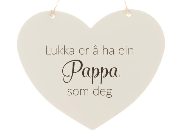 Skilt hjerte lite Lukka er ein pappa 13x11cm Metall 