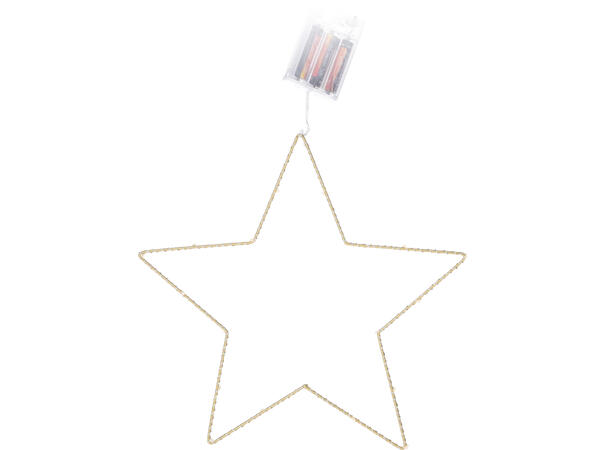 Stjerne metall gull LED-lys 30cm 3xAA batteri 