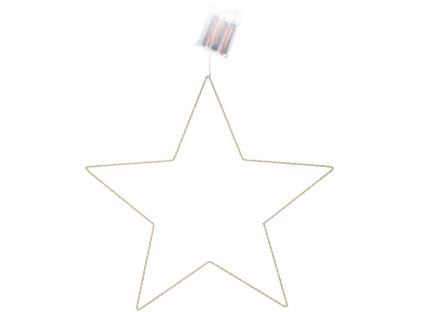 Stjerne metall gull LED-lys 45cm Batteri:3xAA 