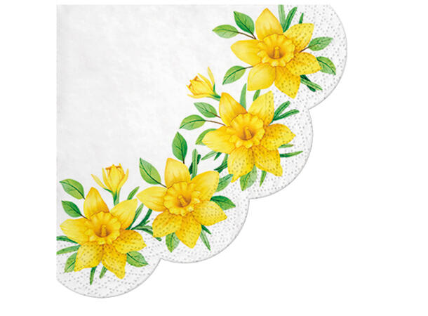 Serviett rund Påskeliljer i blomst Rund 12 stk 3-lags Dia:32cm 