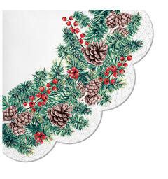 Serviett rund Winter Branches Rund 12 stk 3-lags d:32cm